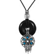 Dream Catcher Adjustable Cord Necklace with Onyx Colored Disc